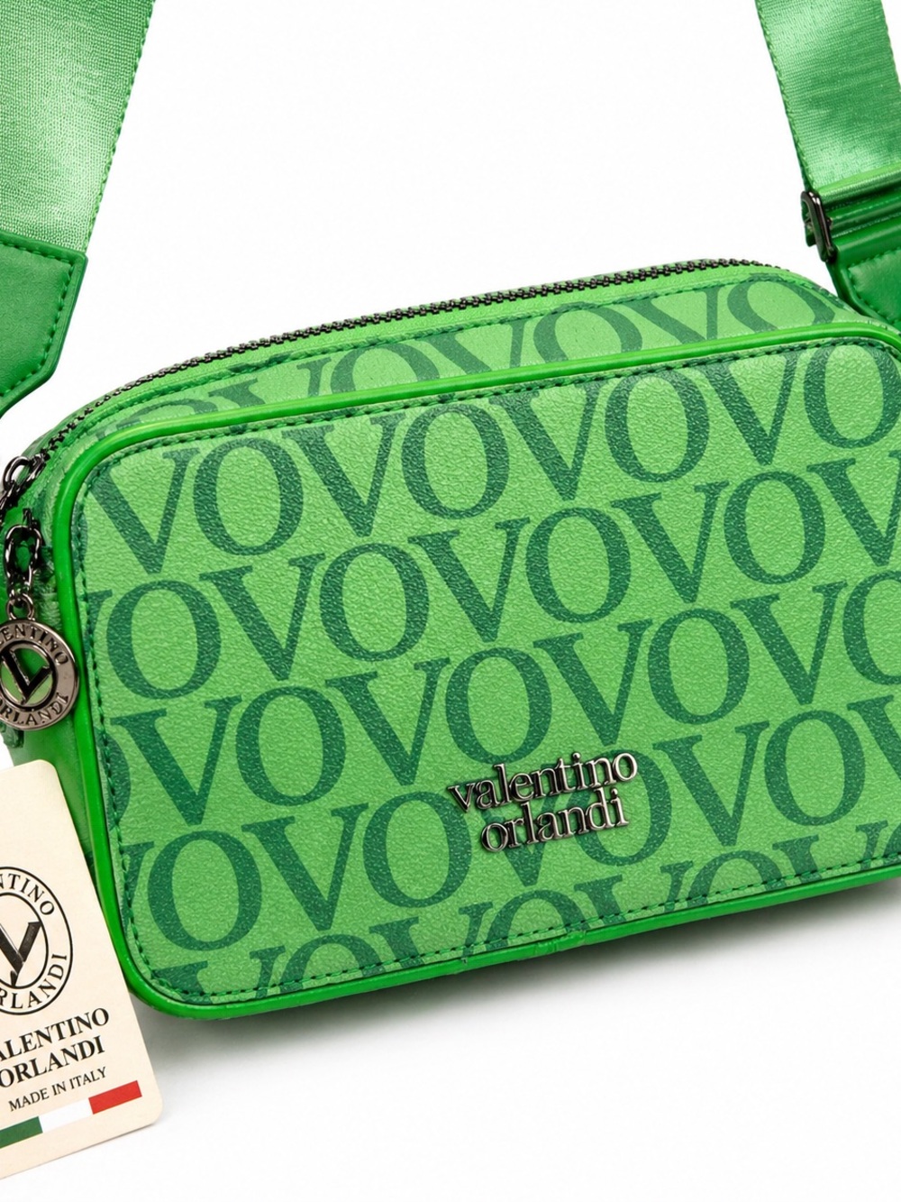 Valentino Orlandi Green Monogram Crossbody Bag